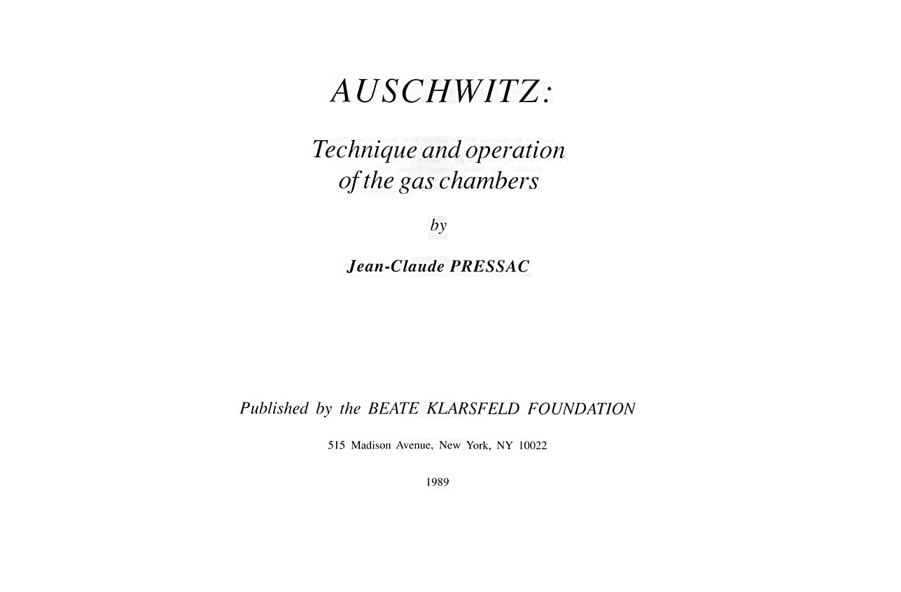 Auschwitz, by J.-C. Pressac